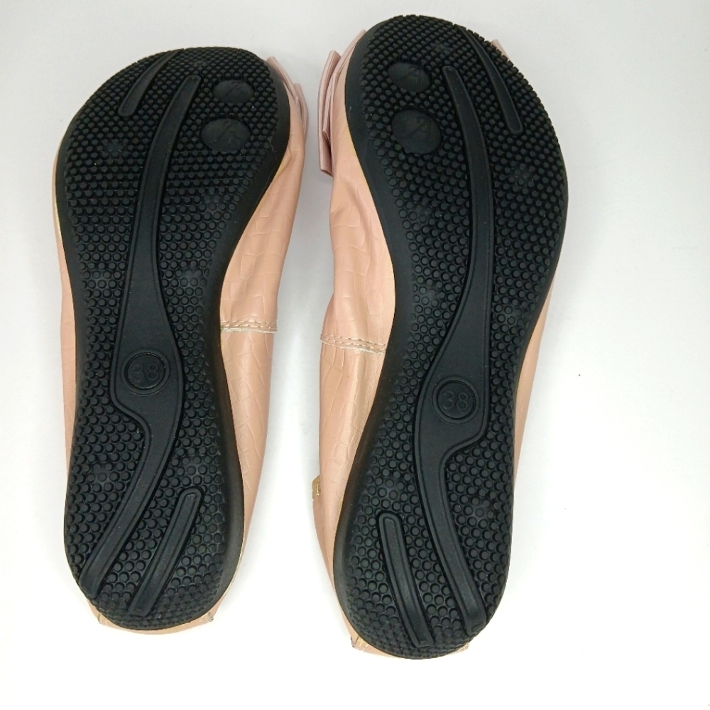 NWOT Pink Cream Ballerina Flats Bow Comfy Size 7.5 US 39 EU - Picture 6 of 6